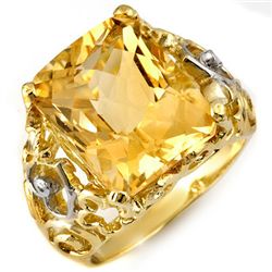 Genuine 10.03 ctw Citrine & Diamond Ring 10K Yellow Gold