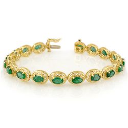 Genuine 10.0 ctw Emerald Bracelet 10K Yellow Gold