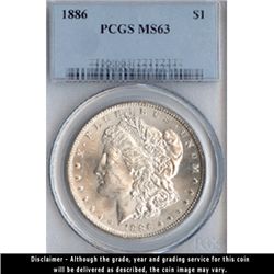 1886 Morgan Silver Dollar PCGS Certified MS63