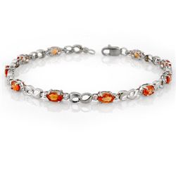 Genuine 3.51ctw Orange Sapphire & Diamond Bracelet Gold