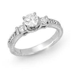 Natural 0.90 ctw Diamond Engagement Ring 14K White Gold