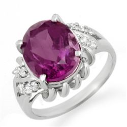 Genuine 3.21 ctw Amethyst & Diamond Ring 10K White Gold