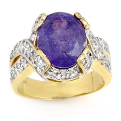 Genuine 6 ctw Tanzanite & Diamond Ring 14k Gold