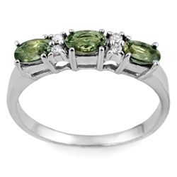 Genuine 1.33 ctw Green Sapphire & Diamond Ring 10K White Gold