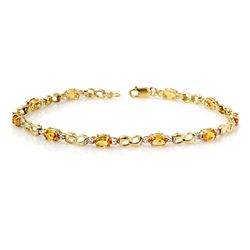 Genuine 2.26 ctw Citrine & Diamond Bracelet Yellow Gold