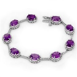 Genuine 16.33 ctw Amethyst & Diamond Bracelet 10K Gold