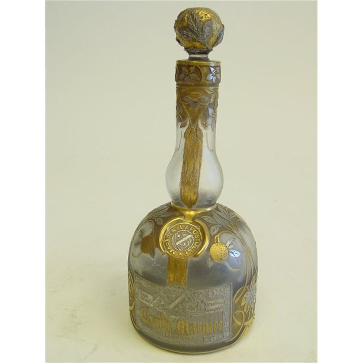 Daum cameo glass Grand Marnier liquor bottle
