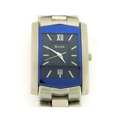 Bulova Men's Blue Dial Stainless Steel Watch