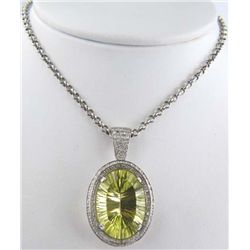 14K Lemon Citrine Diamond Necklace
