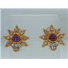 Image 1 : 22k Two-Tone Gold Cabochon Ruby & Diamond Earrings