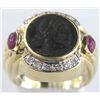 Image 1 : 14K Yellow Gold Ruby Ancient Coin Ring
