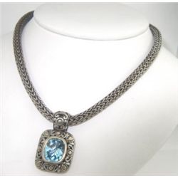 John Hardy 18K Yellow Gold / Silver Blue Topaz Necklace