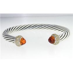 David Yurman Silver, Citrine & Yellow Sapphire Bangle.