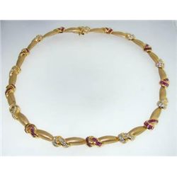 Krypell 18K Gold  Ruby & Diamond Necklace.