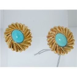 Schlumberger Tiffany & Co.18k Gold Turquoise Earrings