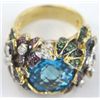 Image 3 : 18K Gold Multi Colored Diamond Ring