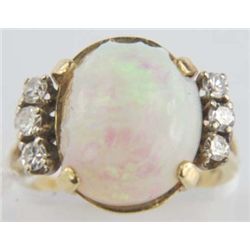 14K Yellow Gold Opal Diamond Ring