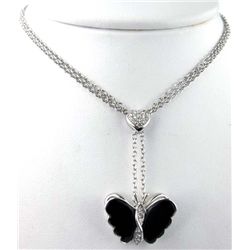 Craig Drake 18K White Gold Enamel Diamond Necklace