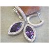 Image 3 : Gold Earrings with Diamonds and Amethyst
