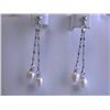 Image 1 : Dangling Pearl and Silver Earrings