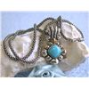 Image 1 : Silver & 14K Gold Necklace with Turquoise