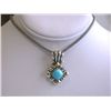 Image 2 : Silver & 14K Gold Necklace with Turquoise