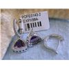 Image 3 : E.F.J. 14k Fashion Earrings with Diamonds and Amethyst