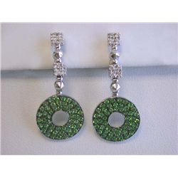 14k White Gold Earrings with Diamonds and Garnet