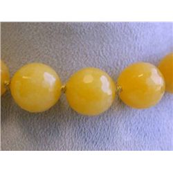 Dyed Yellow Jade Necklace with Silver Clasp