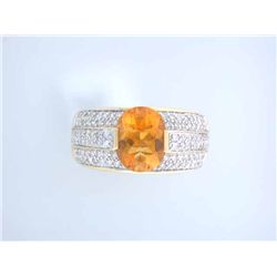 18k Yellow Gold Ring with Citrine and Diamonds