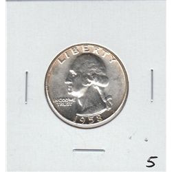 1958 UNC WASHINGTON SILVER QUARTER