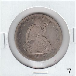 1862 S SEATED SILVER HALF DOLLAR