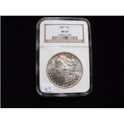 1887 $1 SILVER MORGAN NGC 64