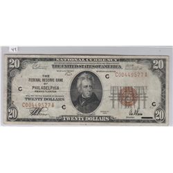 $20 FRBN PHILADELPHIA 1929