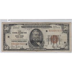 $50 FRBN 1929 NEW YORK CURRENCY