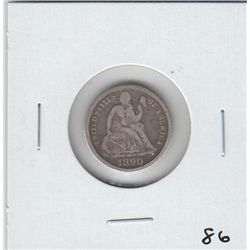 1890 SILVER SEATED DIME