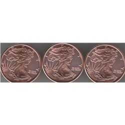 LOT OF 3 ONE OUNCE COPPER ROUNDS