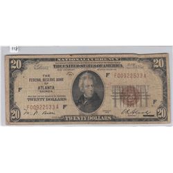 $20 **ATLANTA** FRBN 1929 BROWN SEAL