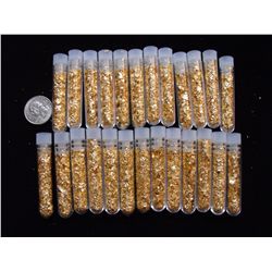 25 LARGE VIALS OF GOLD FLAKE