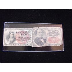 2 FRACTIONAL NOTES 10 AND 25 CENT CURRENCY