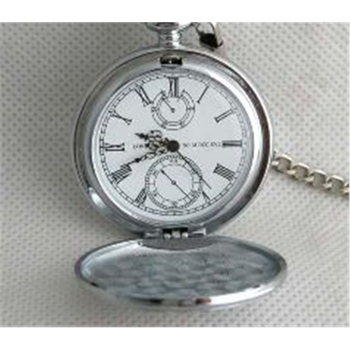 MWF1441 Classic Mens Silver Pocket Watch with Chain.