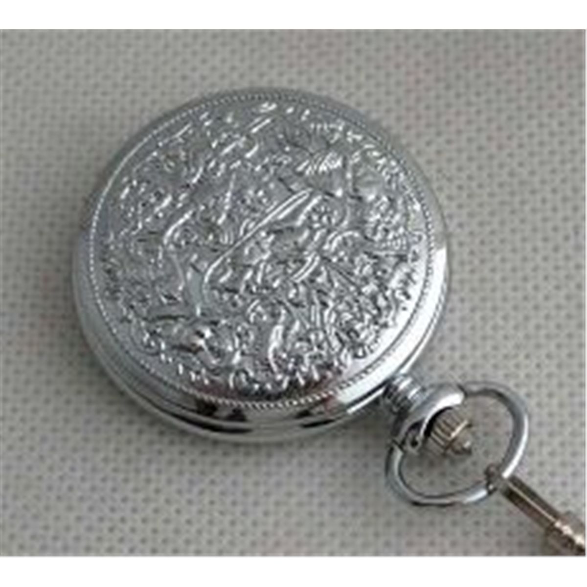 MWF1441 Classic Mens Silver Pocket Watch with Chain.