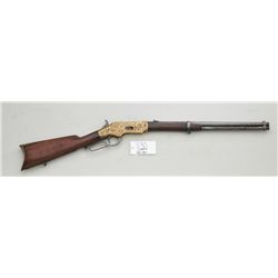 Winchester Model 1866 lever action carbine,  .44 cal., 20” barrel, blue finish, brass  frame, heavil