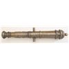Image 2 : Beautiful early cast bronze cannon approx.  28” overall with raised cannons on carriage  decorations
