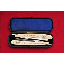 Pair of high quality presentation grade  straight razors by R. McQueen & Son cutlery,  New Castle. I