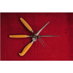 Three piece cutlery set marked Will & Fink  San Francisco with Walrus ivory grips,  engraved silver 