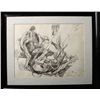 Image 1 : Modernist watercolor of man morphing, signed  Lebrun, dated 1958. 19-1/2” by 25-1/2”.  Nicely framed