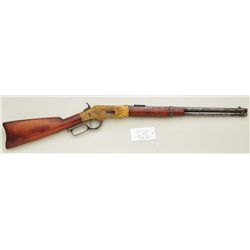 1866 Winchester carbine, .44 caliber  centerfire, old western-style scroll  engraved, replaced wood