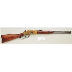 1866 Winchester carbine, .44 caliber  centerfire, old western-style scroll  engraved, replaced wood 