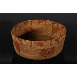 Large mission basket measuring 16-1/2” across  center, approx. 6-1/4” deep, good weave,  good geomet